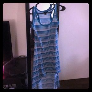 💕Teal and Gray Striped Maxi Dress